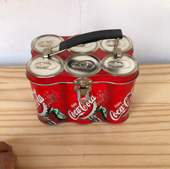 Coca-Cola tin box with handle