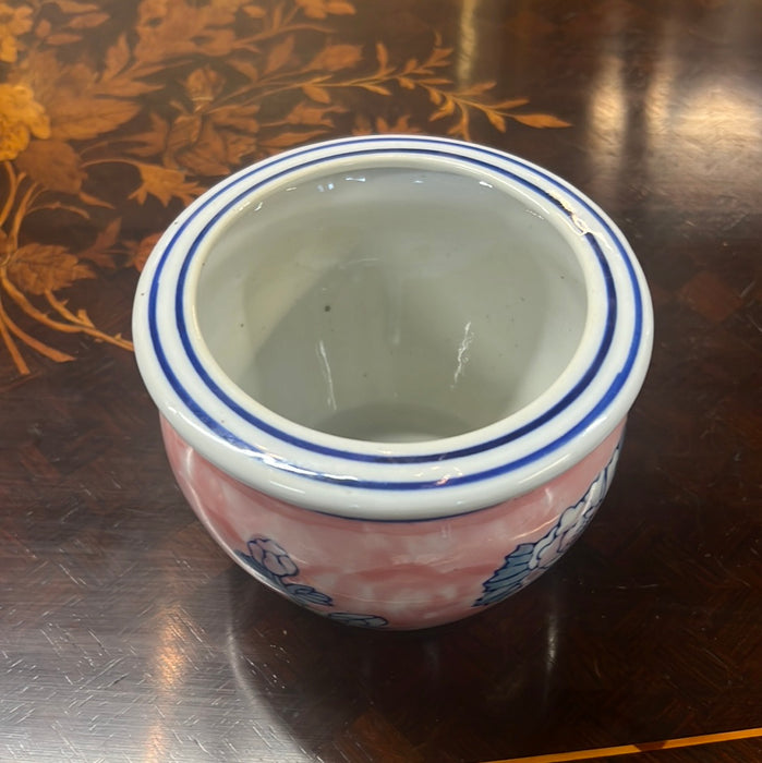 SMALL PINK AND BLUE PORCELAIN JARDINIERE