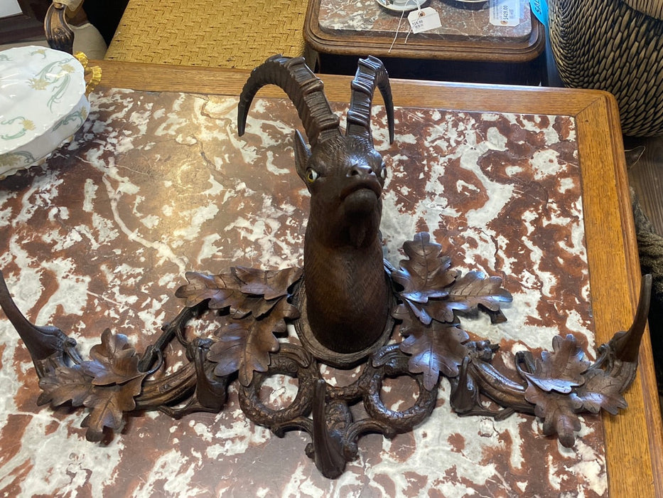 PIERCE CARVED BLACK FOREST ROEBUCK ANTELOPE HAT RACK