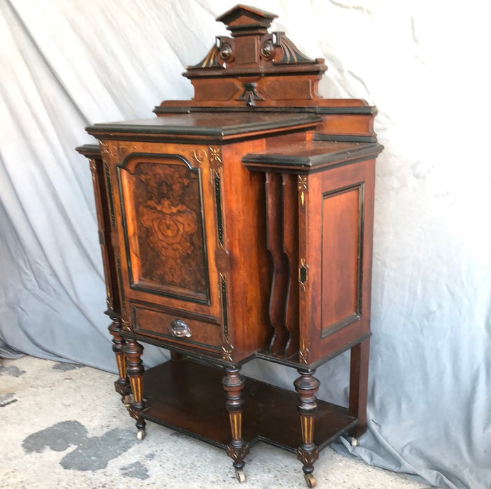 EASTLAKE WALNUT WITH EBONIZED AND GOLD DETAIL MUSIC CABINET