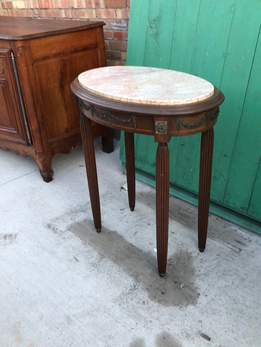 FRENCH DECO MARBLE TOP OCCASIONAL TABLE WITH ORMOLU