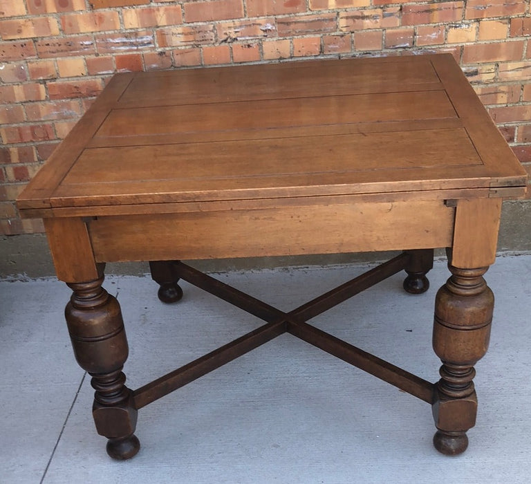 LARGE ENGLISH OAK DRAWLEAF TABLE