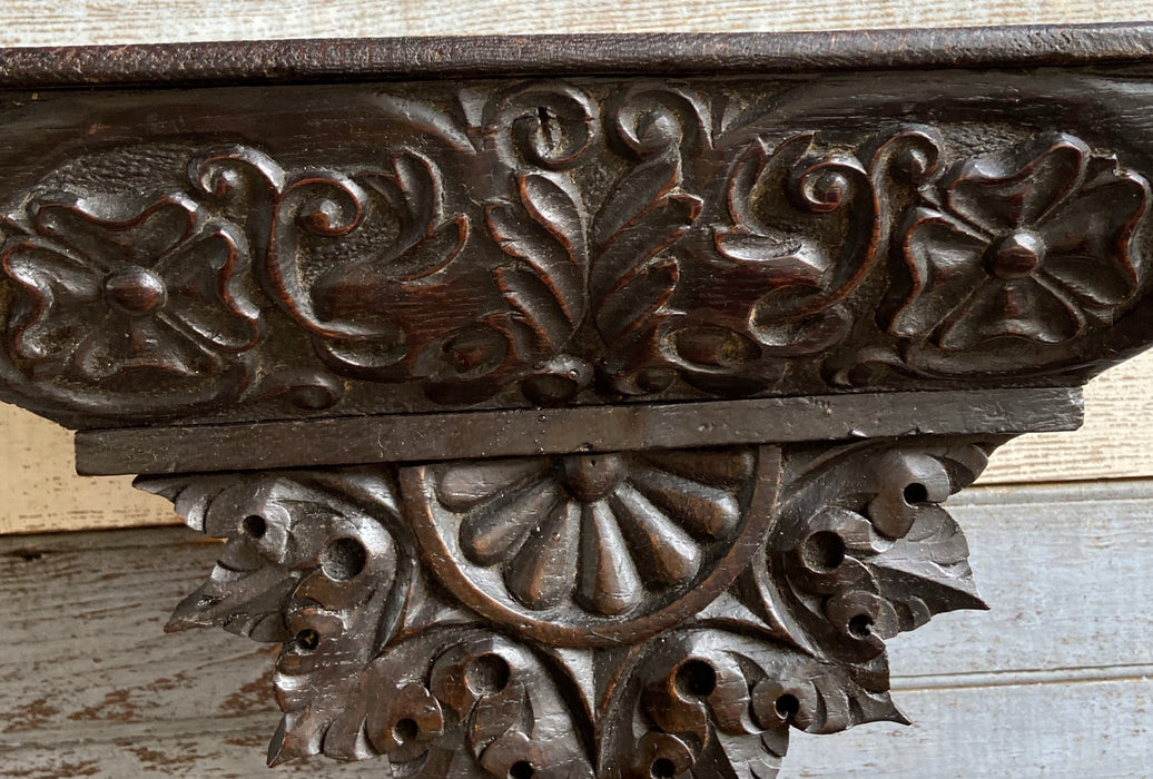 DARK WALNUT CARVED WALL SHELF