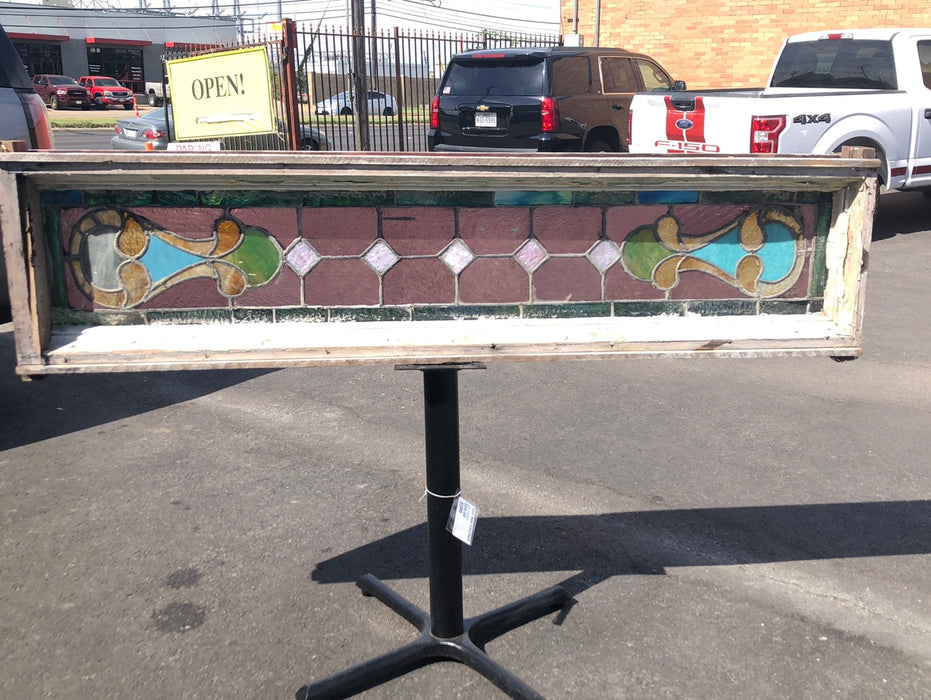 LARGE ANTIQUE STAINED GLASS TRANSOM