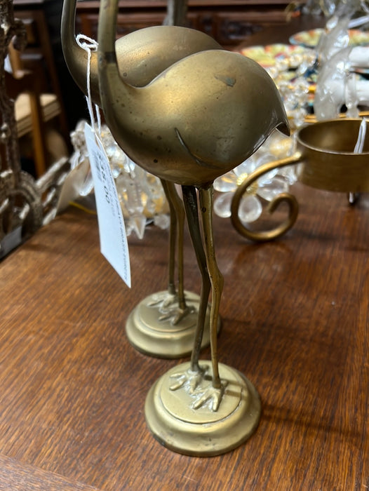 PAIR OF HEAVY BRASS EGRETS