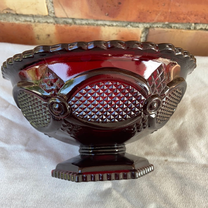 SMALL RUBY GLASS COMPOTE