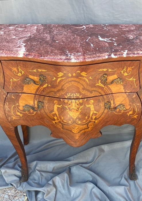 BOMBÉ CHEST WITH MARBLE TOP AND INLAID