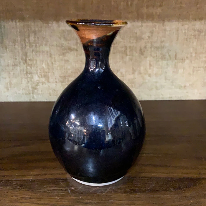 MIDNIGHT BLUE GLAZE POTTERY BUD VASE