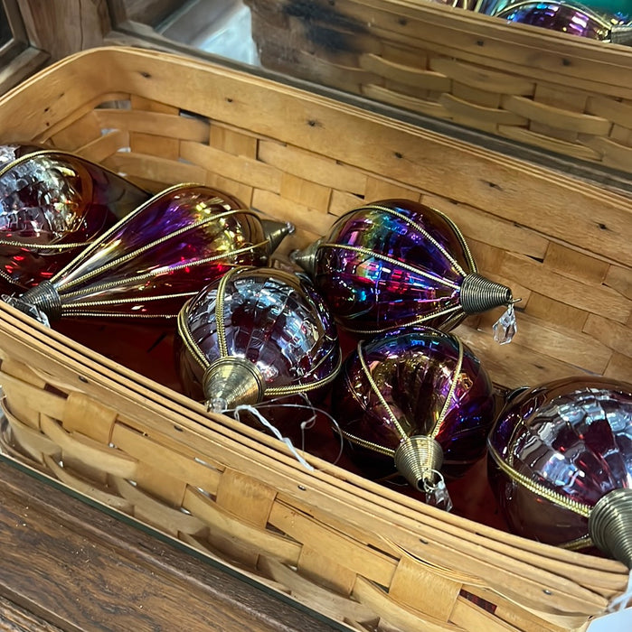 HAND BLOW PURPLE CHRISTMAS ORNAMENT - EACH