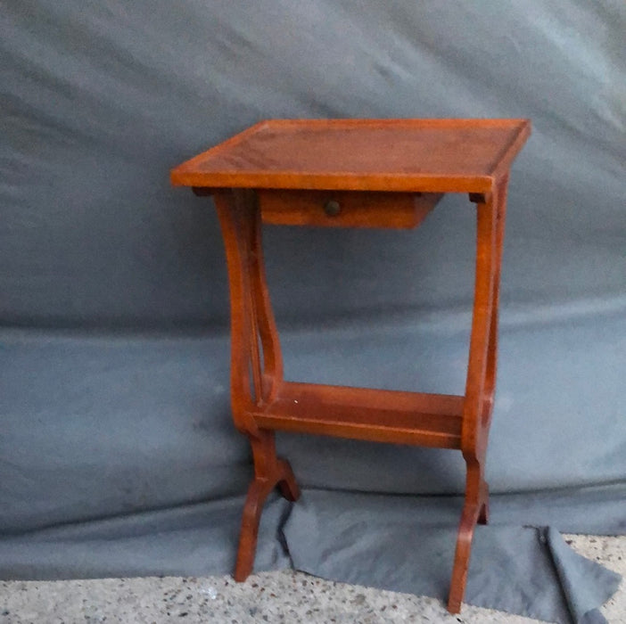 EUROPEAN CHERRY LRYE SHAPED SIDE TABLE-AS FOUND