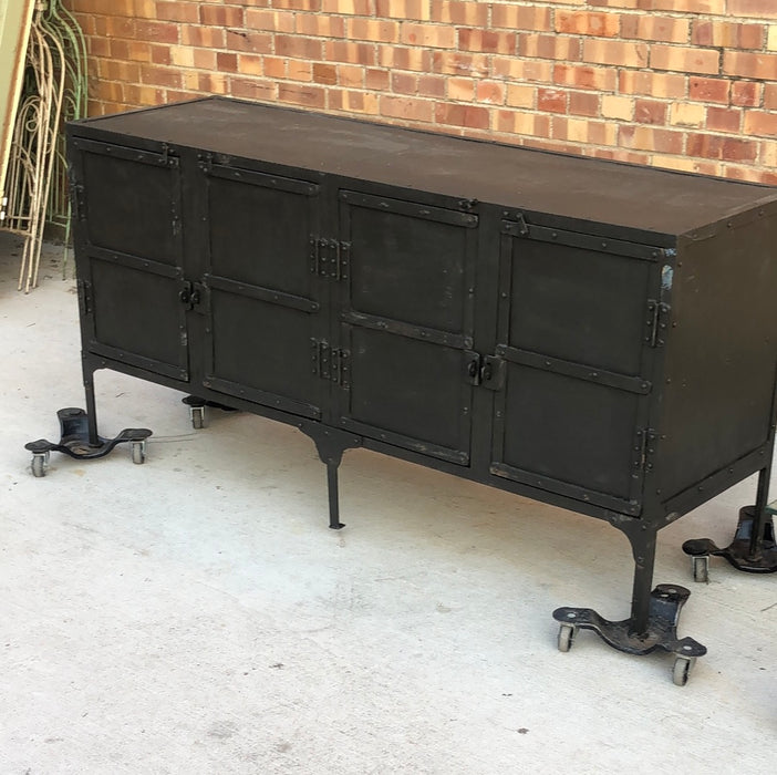 Mid-century campaign style industrial side board