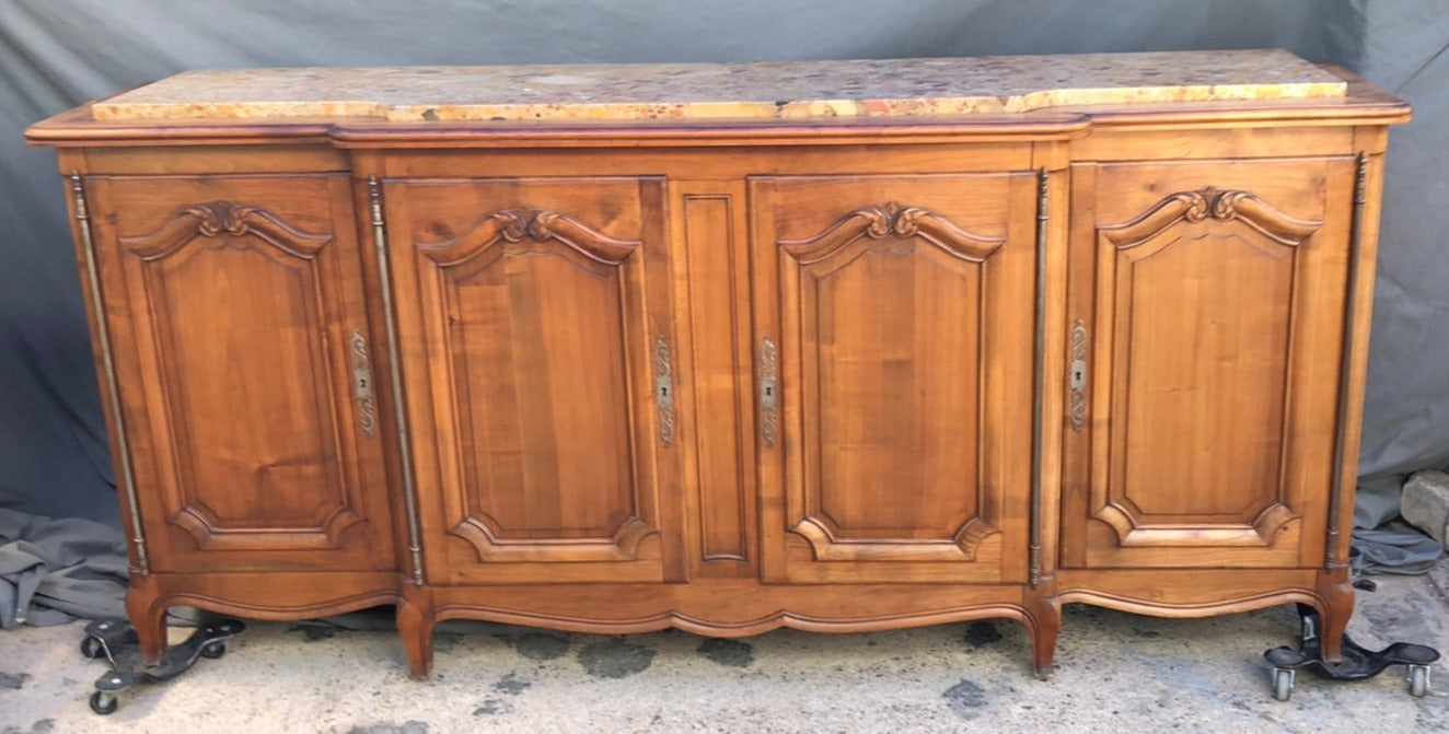 LOUIS XV STYLE PUDDING MARBLE TOP SIDEBOARD