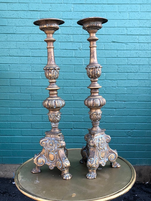 PAIR OF BRONZE CHURCH PRICKETS