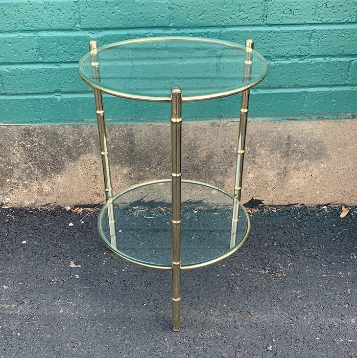 BRASS FAUX BAMBOO ROUND ACCENT TABLE