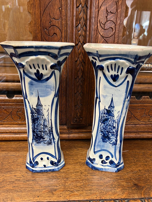 PAIR OF DELFT CHURCH VASES`