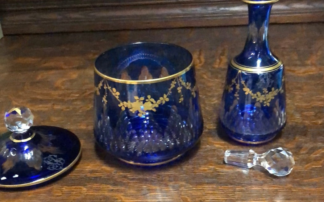 2 PIECE BLUE CUT TO CLEAR PERFUME AND BOX SET