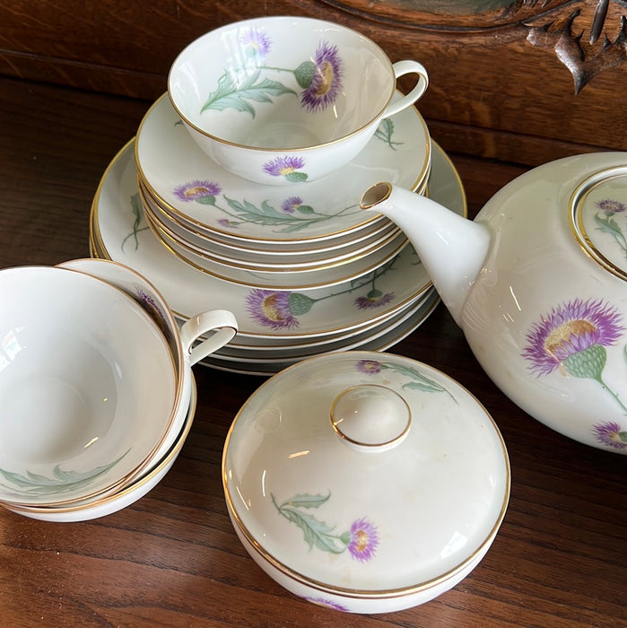 U.S. ZONE OF GERMANY THISTLE LUNCHEON SET SERVICE FOR 4 (W/EXTRA PIECES)