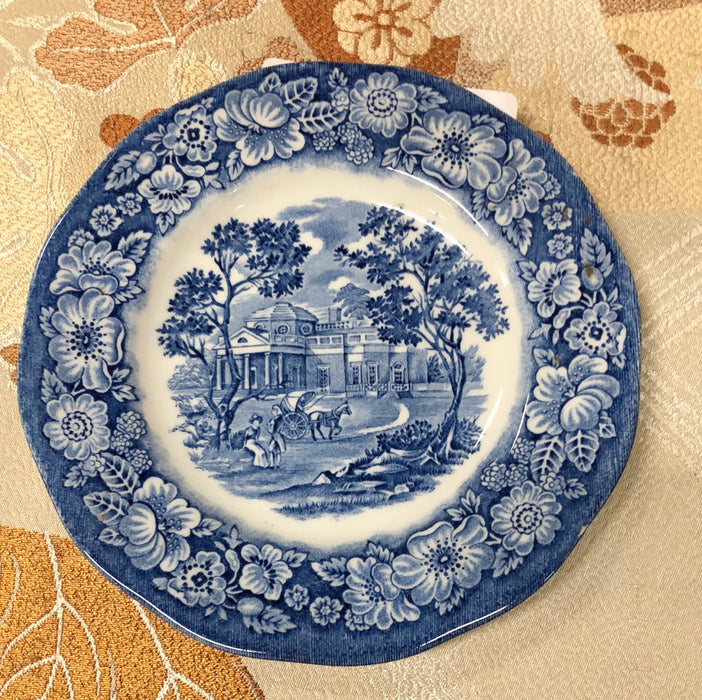 SMALL BLUE AND WHITE TRANSFERWARE LIBERTY PLATE