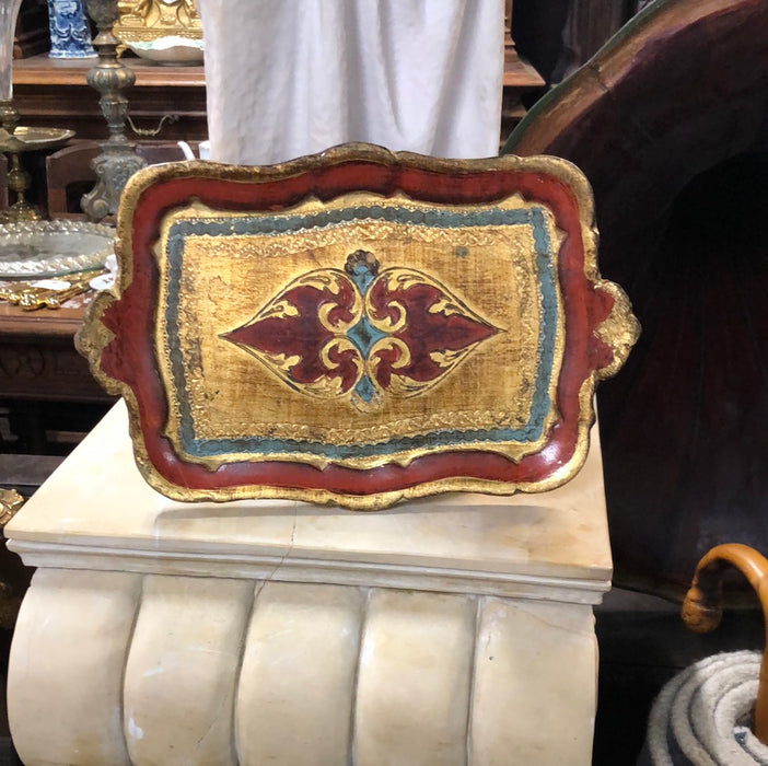 SMALL RED AND GREEN FLORENTINE TRAY