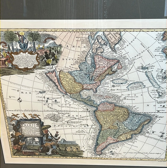 MAP OF AMERICAS IN GOLD FRAME