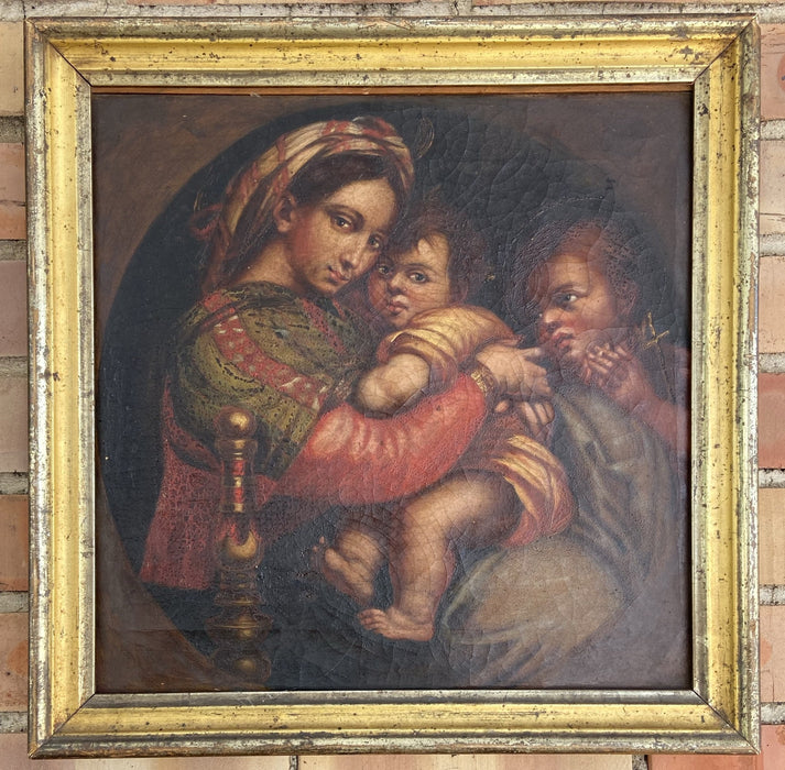 SQUARE FRAMED RELIGIOUS OIL PAINTING 1874 (AFTER RAPHAEL)