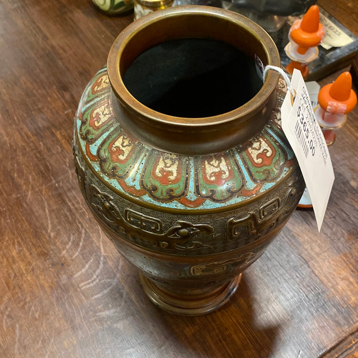 CHAMPLEVE CLOISONNE JAPANESE BRONZE VASE