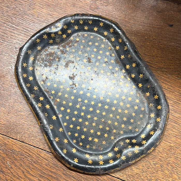 SMALL BLACK TOLE TRAY WITH GOLD STARS