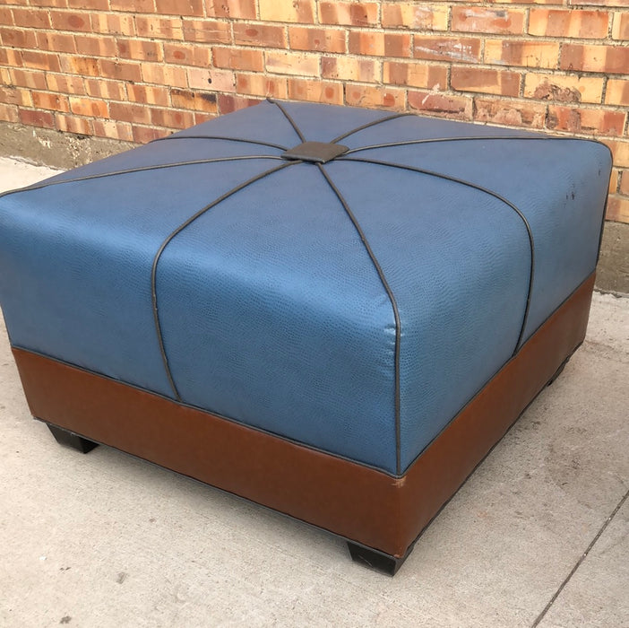 SQUARE BLUE OTTOMAN-NOT OLD