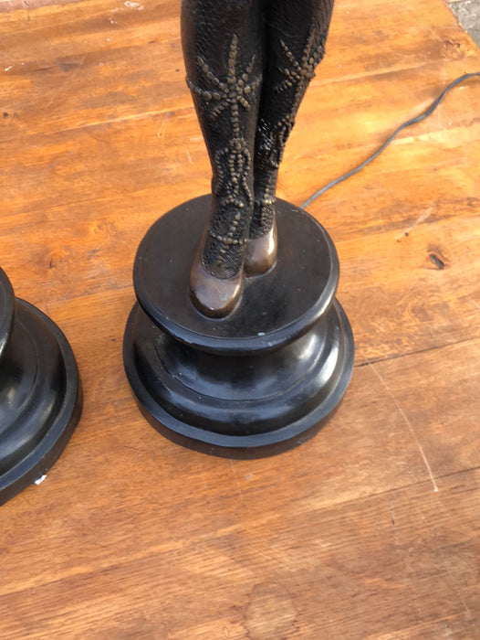 PAIR OF CAST BRONZE FIGURAL LAMPS