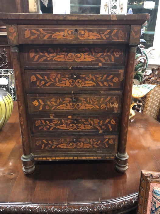 INLAID FRENCH REGENCY SALESMAN SAMPLE CHEST AS FOUND