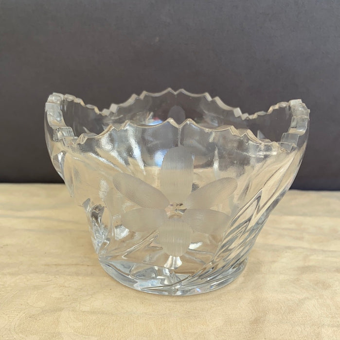 PRESSED GLASS AND ETCHED SMALL BOWL