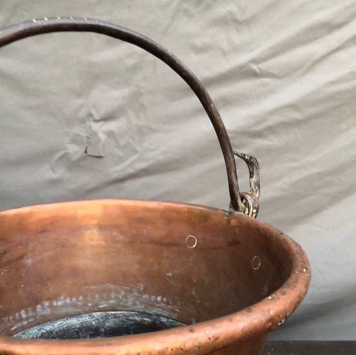 EARLY HAND WROUGHT COPPER JAM POT