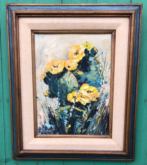 YELLOW FLOWER OIL PAINTING BY MARY HUNT