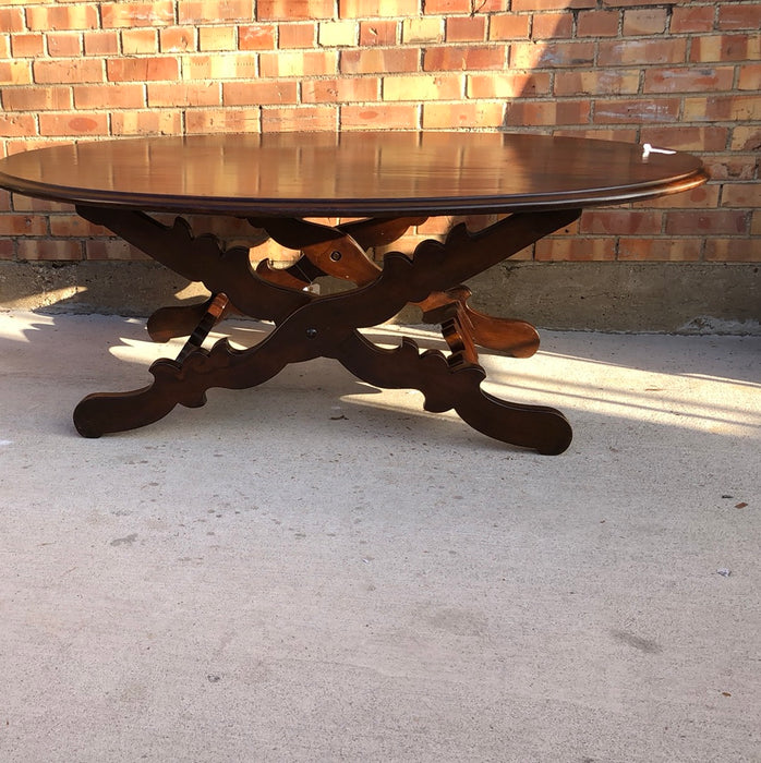 LARGE OVAL COFFEE TABLE WITH X FORM BASE