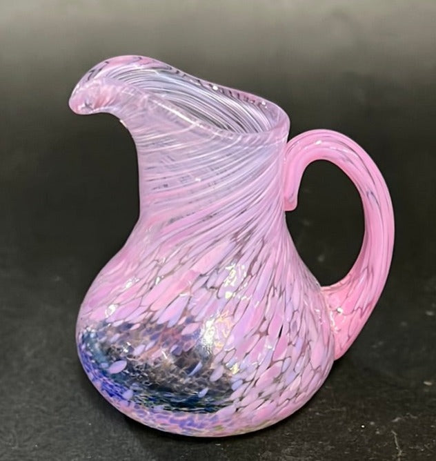 SMALL PINK AND LAVENDER SIGNED KOSTA BODA GLASS PITCHER