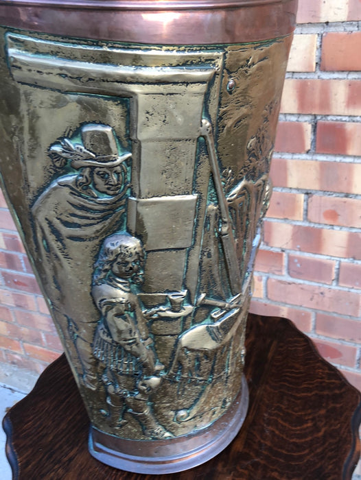 BRASS AND COPPER EMBOSSED UMBRELLA OR STICK STAND
