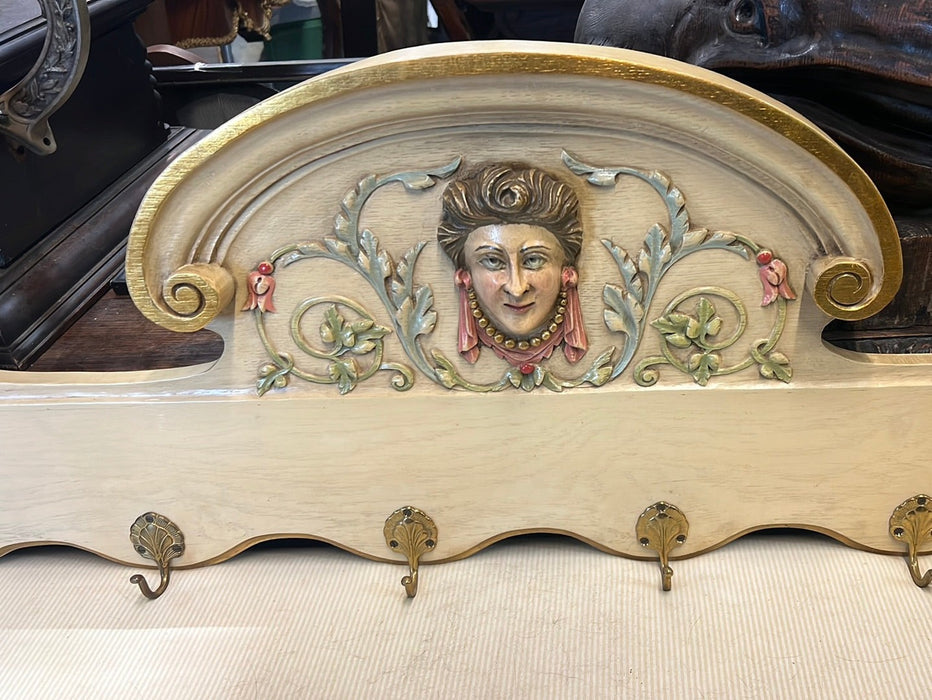 PAINTED LADY CARTOUCHE WALL COAT RACK