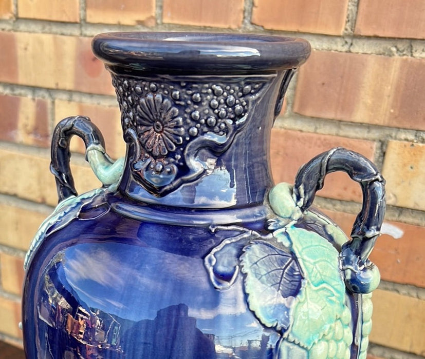 PURPLE AND BLUE MAJOLICA VASE