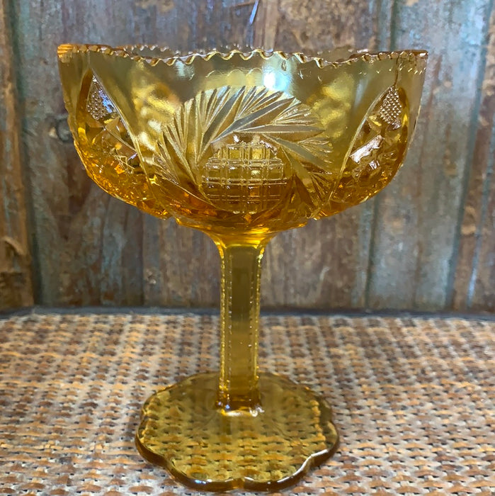 AMBER GLASS COMPOTE