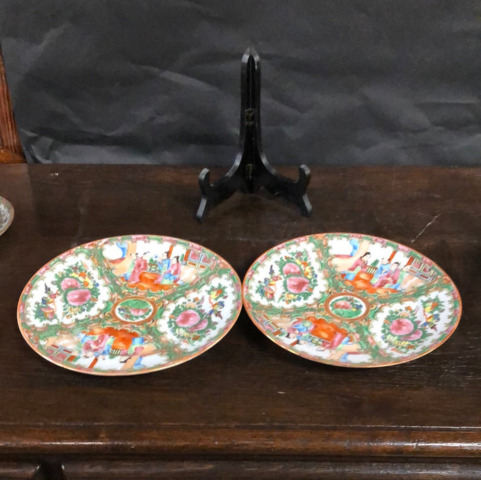 * PAIR OF ROSE FAMILLE SALAD PLATES - ADDED TO SOLD LOT