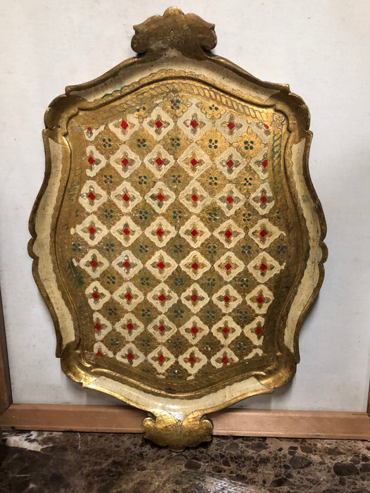 LARGE GOLD AND RED FLORENTINE TRAY