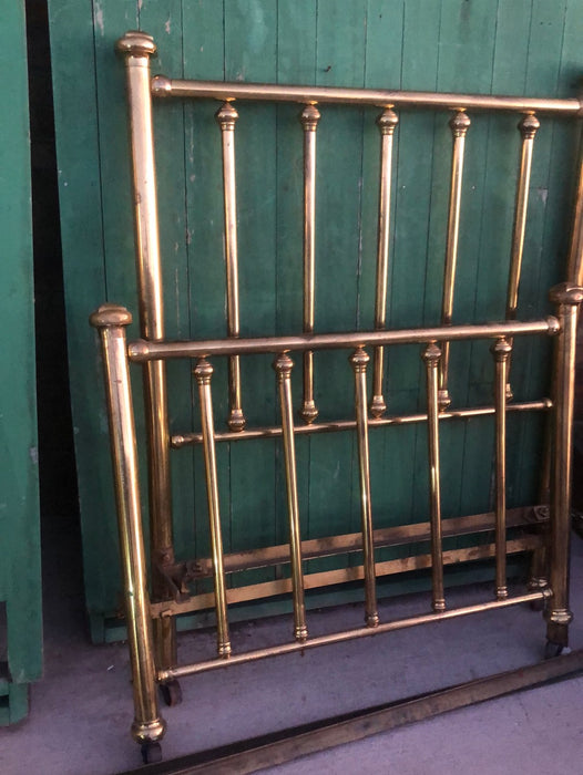 PAIR OF HIGHBACK BRASS TWIN BEDS