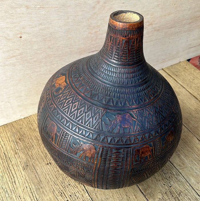 CARVED GOURD WITH ANIMALS