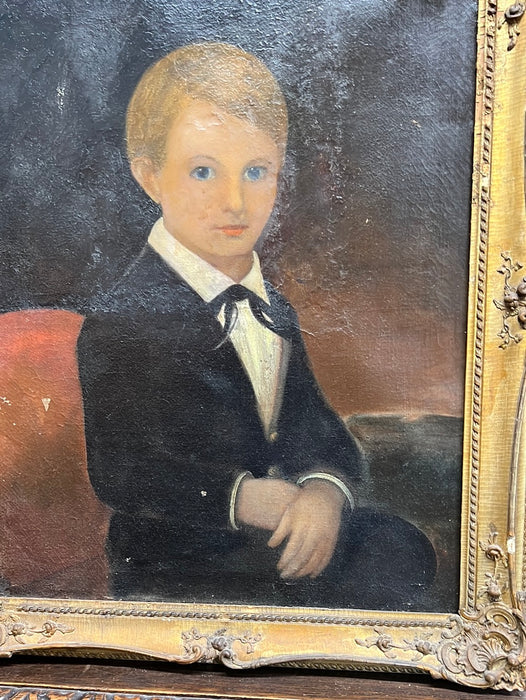 19TH CENTURY PORTRAIT OF A BOY - AS FOUND