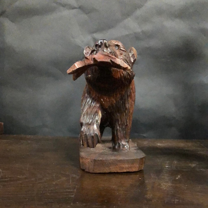 CARVED BLACK FOREST BEAR WITH FISH