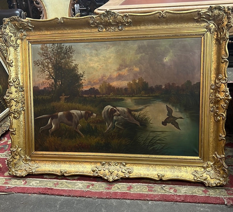 BIRD AND DOGS HUNTING PAINTING