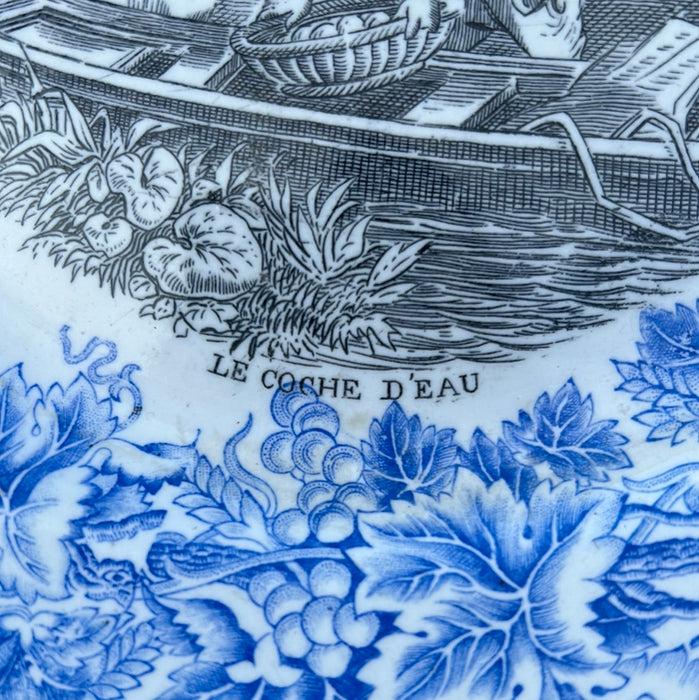 BLUE AND BLACK TRANSFERWARE IRONSTONE PLATE - EACH