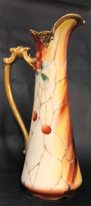 TALL EWER WITH HANDPAINTED BERRIES