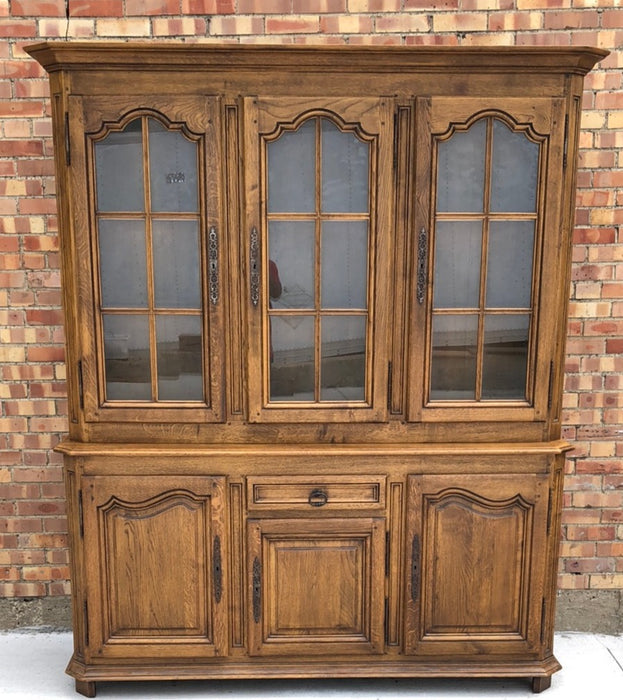 FLEMISH PEGGED OAK BOOKCASE 2PIECE