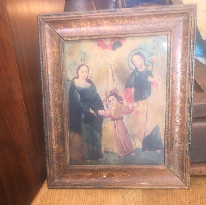 OIL PRINT ON BOARD OF HOLY FAMILY